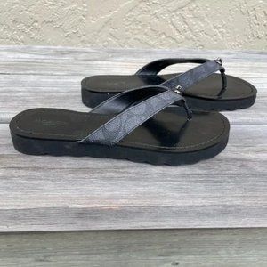 Coach Shelly Flip Flops Size 8 Black/Smoke Black